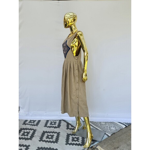 LL Bean Vtg. Midi Jumper Dress Side Buttons With Pockets - Picture 4 of 13